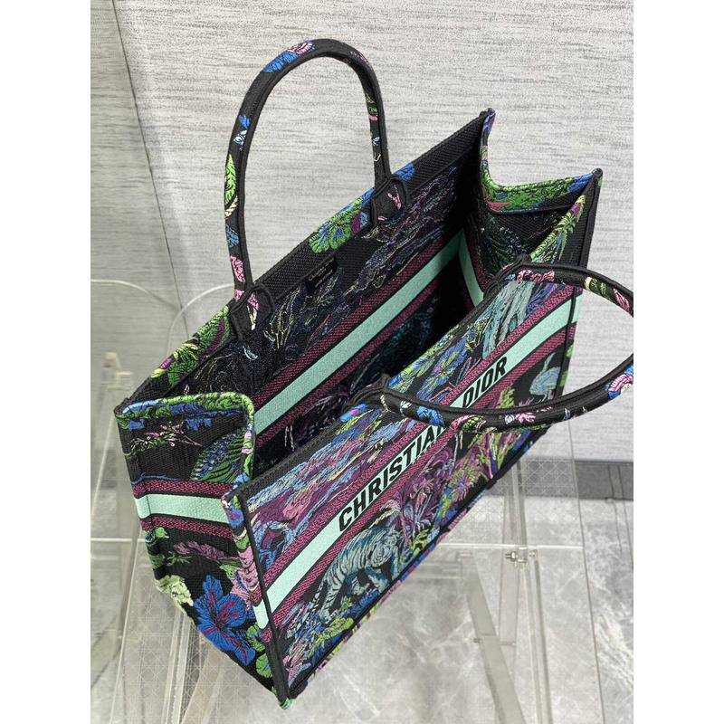 D*or large book tote bag multicolor D*or indian purple embroidery