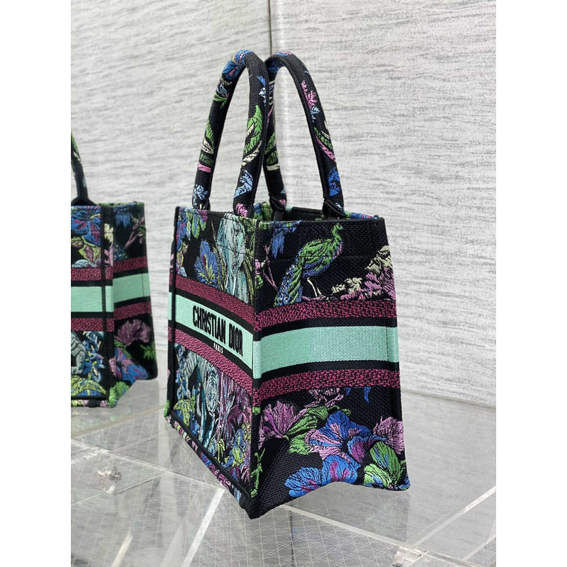 D*or small book tote bag multicolor D*or indian purple embroidery