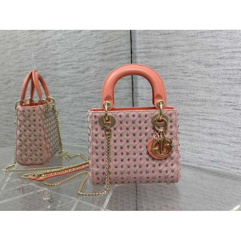 D*or lady D*or bag coral pink honeycomb