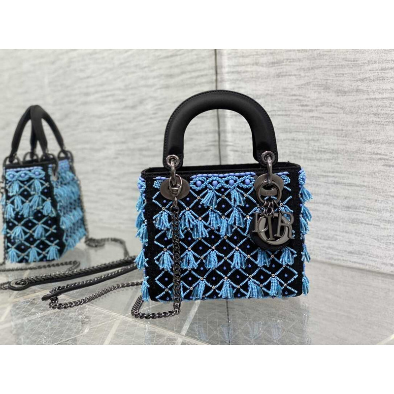 D*or ladyD*or beaded woven bag blue