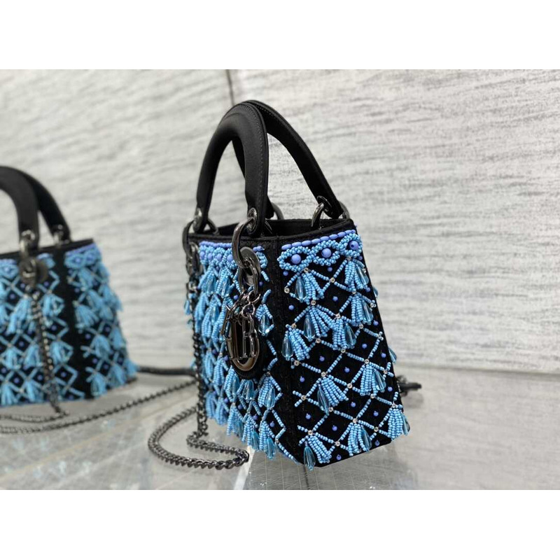 D*or ladyD*or beaded woven bag blue