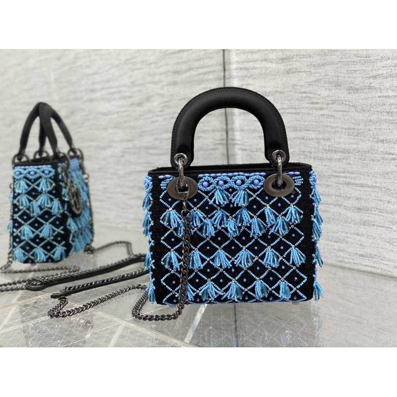 D*or ladyD*or beaded woven bag blue