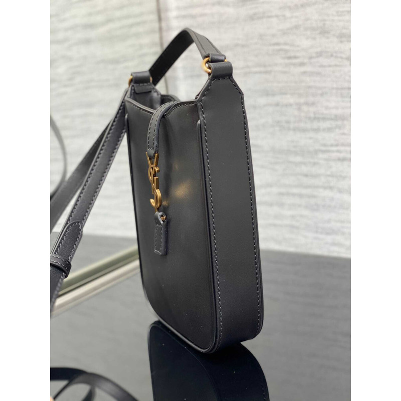 Saint Laurent LE 5 À 7 Mini Vertical Bag In Shiny Leather Black