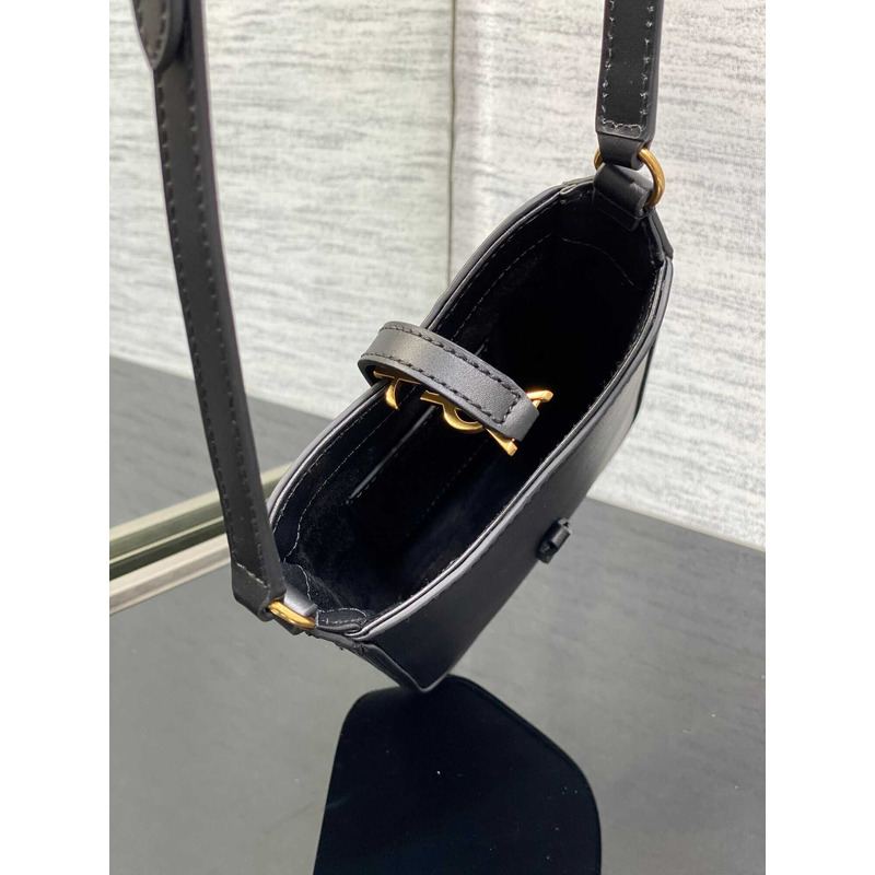 Saint Laurent LE 5 À 7 Mini Vertical Bag In Shiny Leather Black