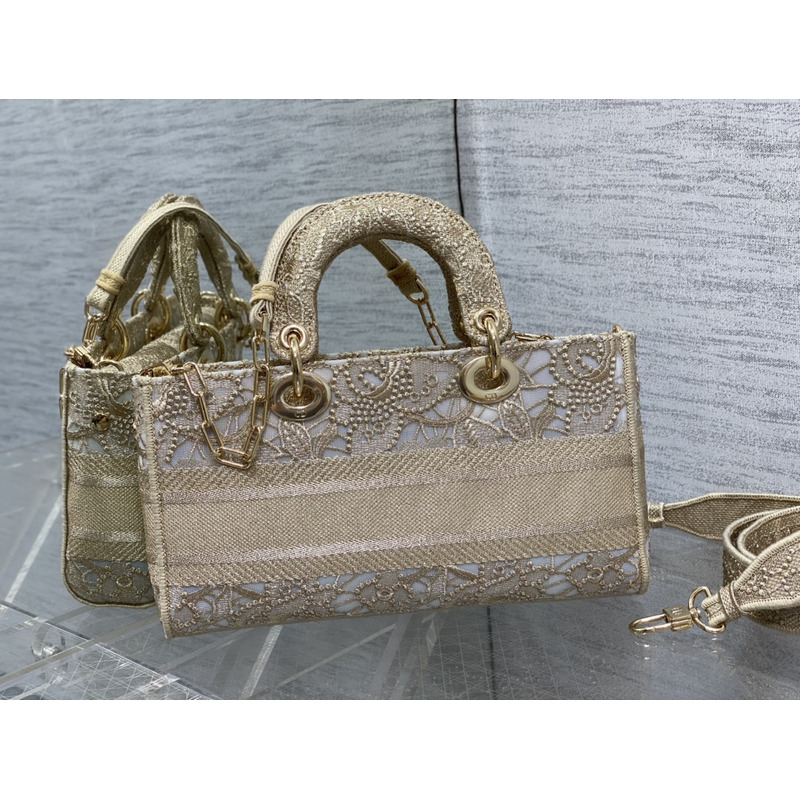 D*or medium lady d-joy bag gold-tone d-lace macramé embroidery