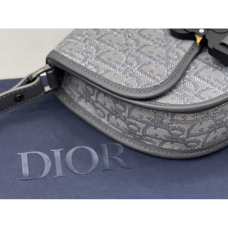 D*or mini gallop messenger bag with strap oblique jacquard ruthenium-colored