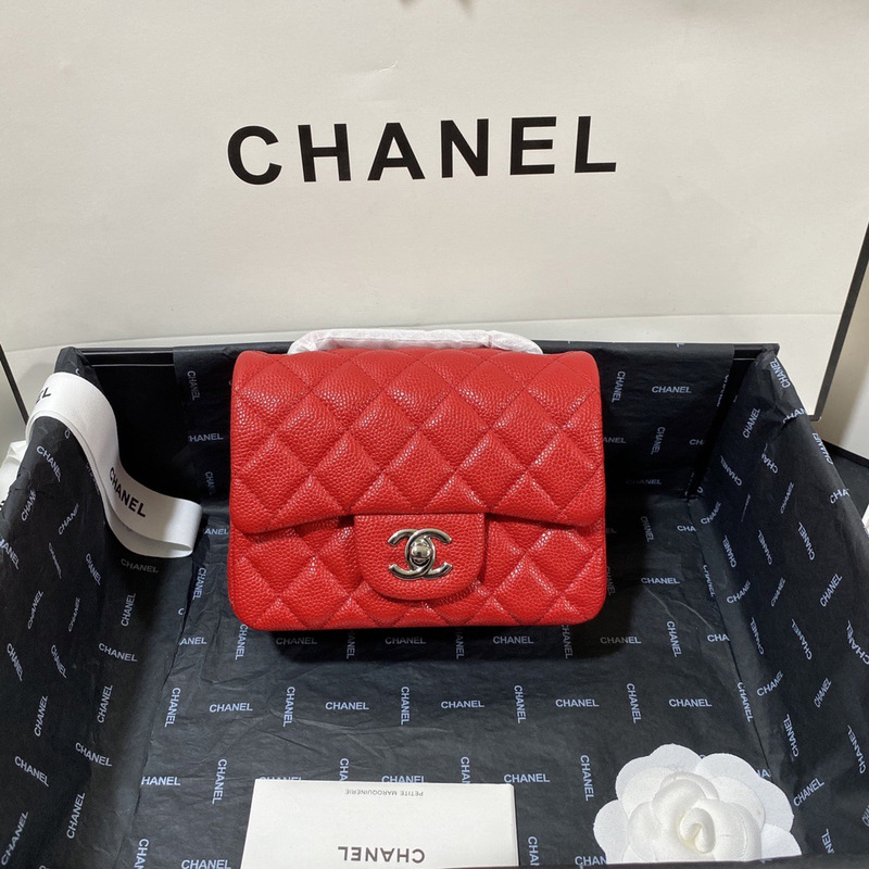 Ch*el classic flap square mini shoulder bag red