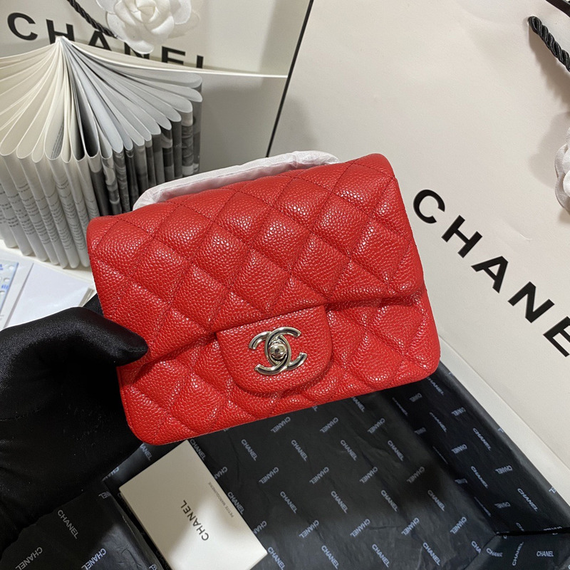 Ch*el classic flap square mini shoulder bag red