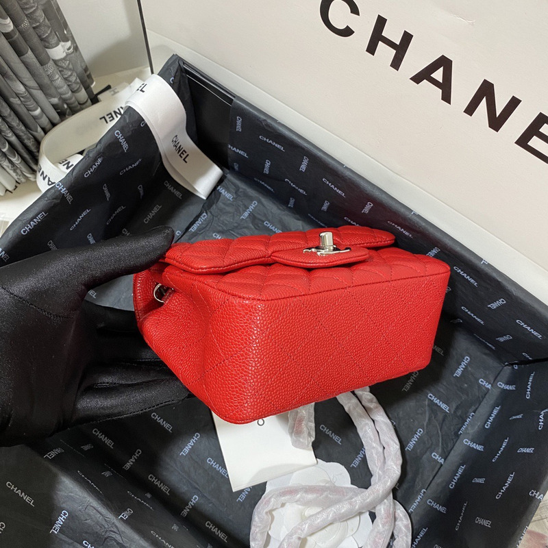 Ch*el classic flap square mini shoulder bag red