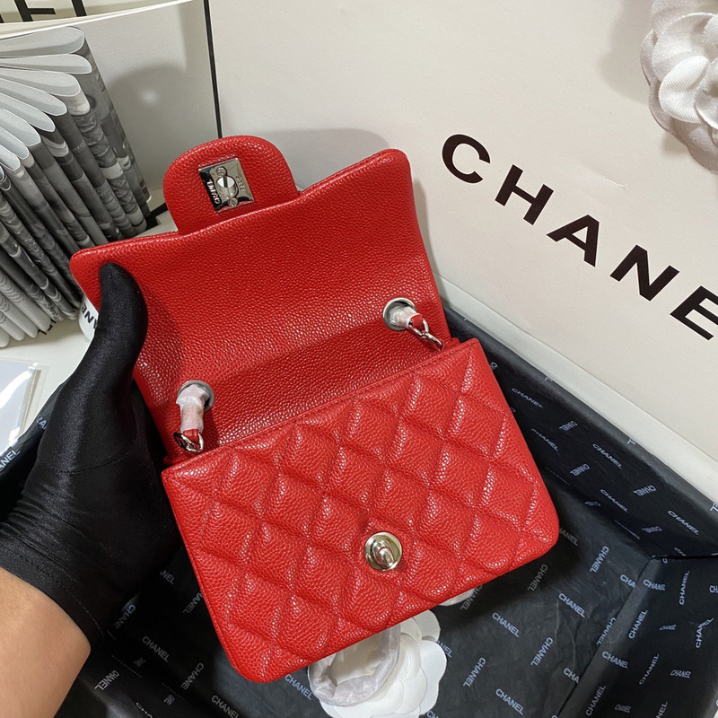 Ch*el classic flap square mini shoulder bag red