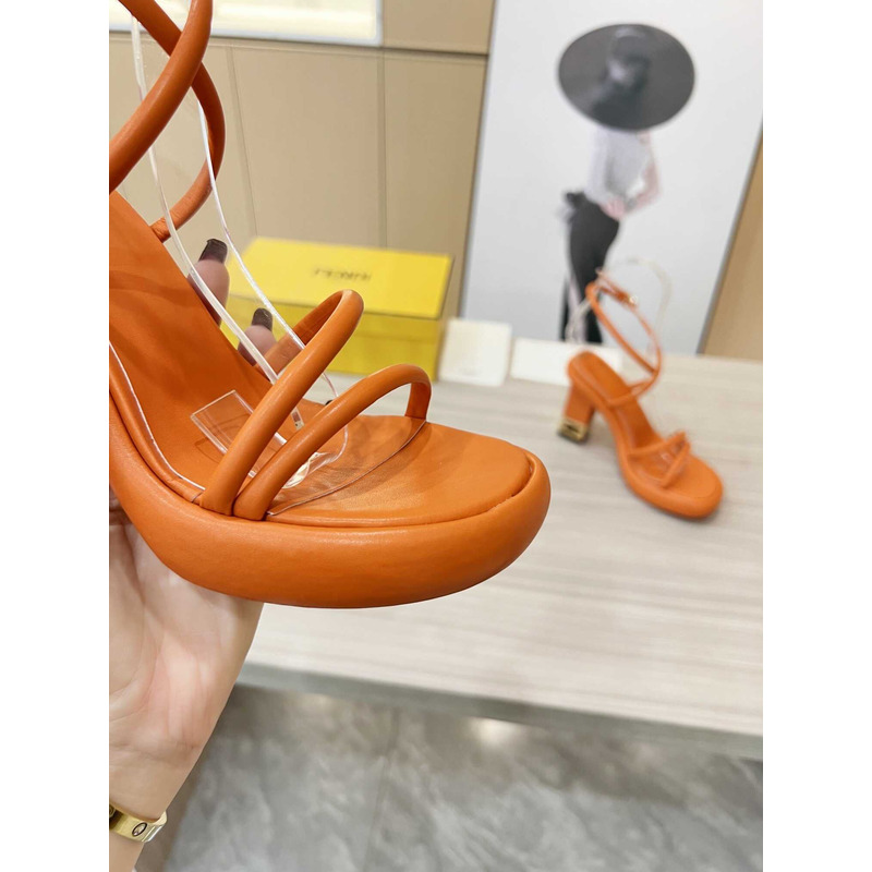 F**di orange nappa leather sandals