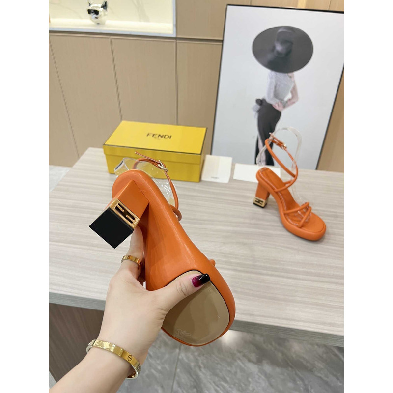 F**di orange nappa leather sandals