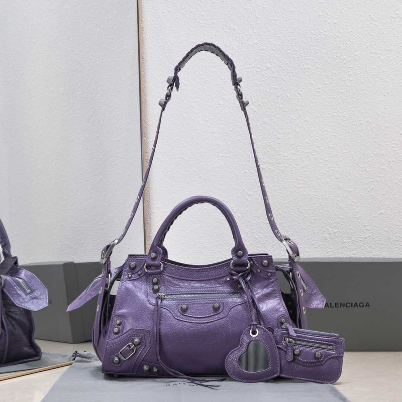 Ba*len*cia*ga women\''s neo cagole city small handbag purple