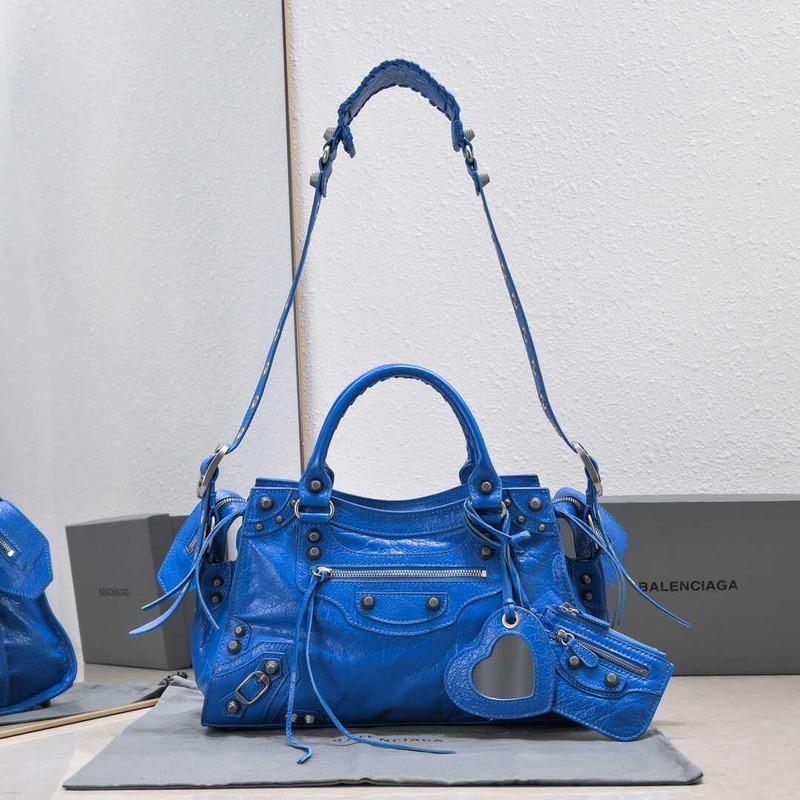 Ba*len*cia*ga women\''s neo cagole city small handbag blue