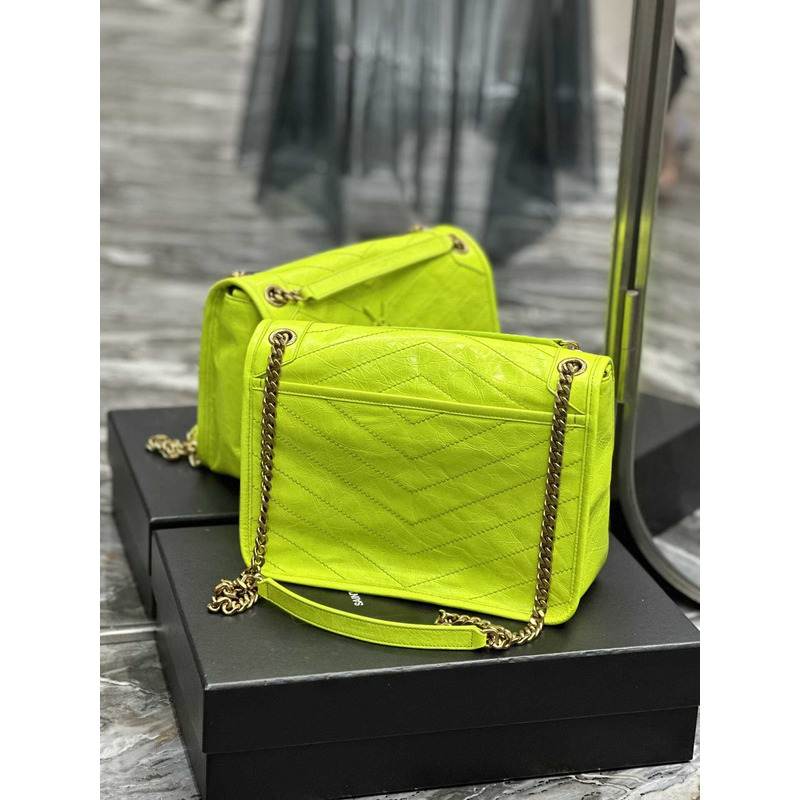 Saint Laurent Niki Crinkled Shoulder Bag Yellow