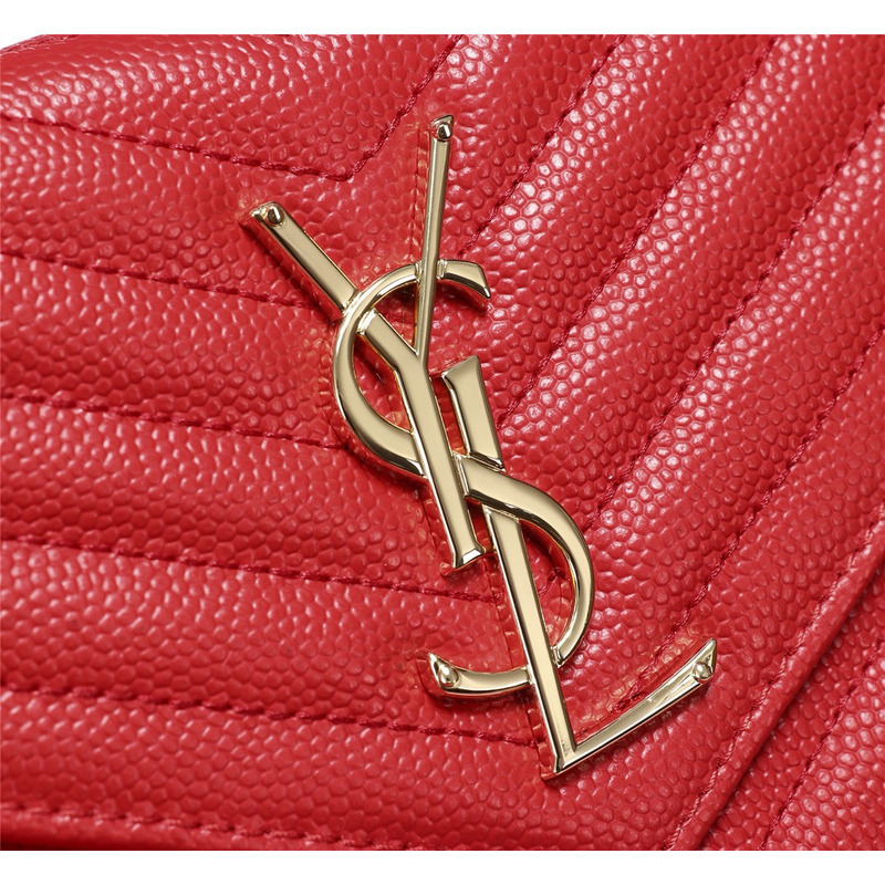 Saint Laurent Envelope Chain Shoulder Bag Leather Red