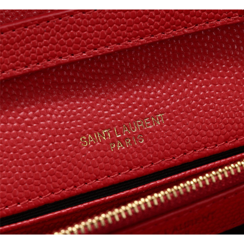 Saint Laurent Envelope Chain Shoulder Bag Leather Red