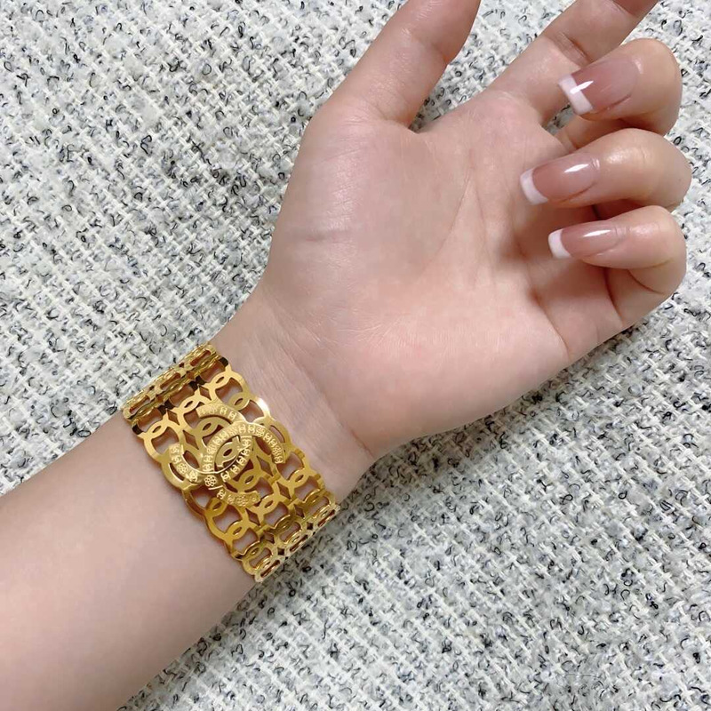 Ch*el cc logo gold open bracelet