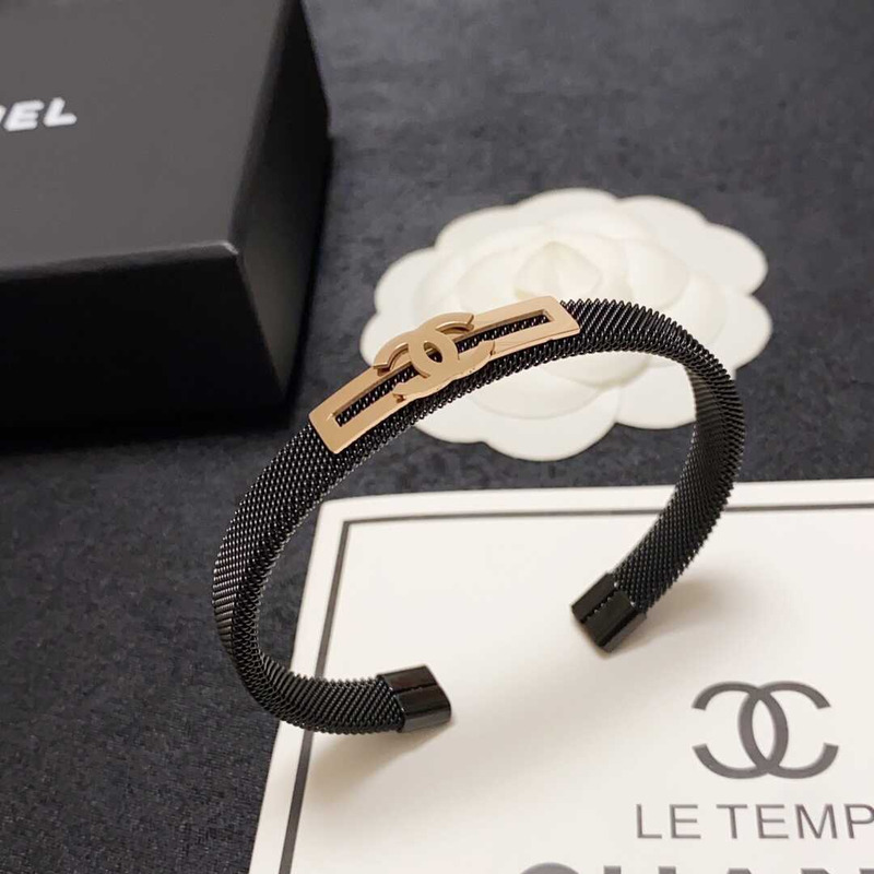 Ch*el open large logo bracelet