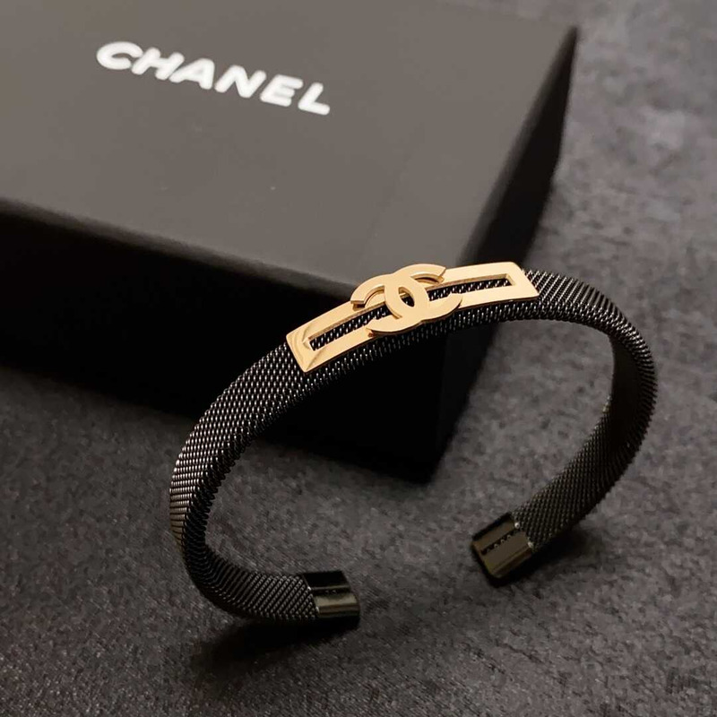 Ch*el open large logo bracelet