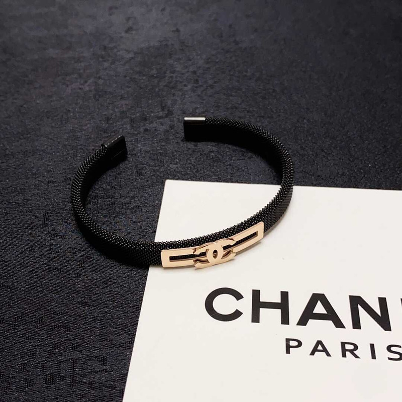 Ch*el open large logo bracelet