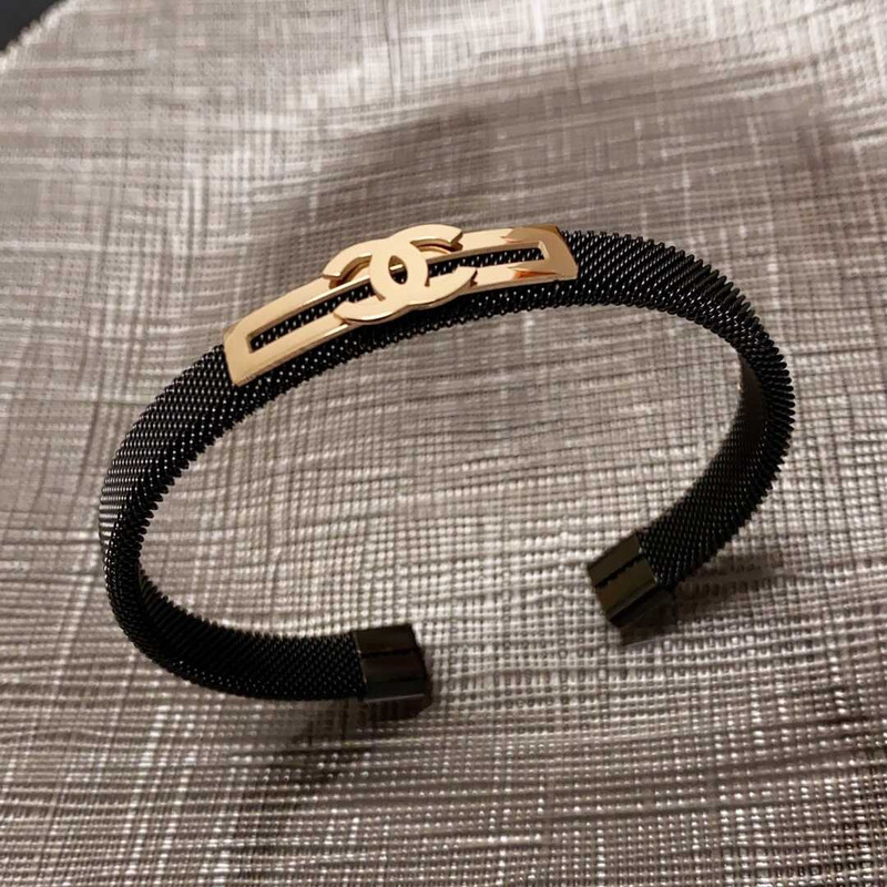 Ch*el open large logo bracelet