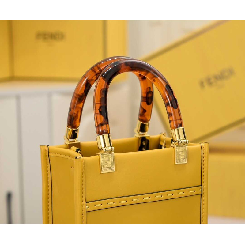 F**di mini sunshine tote leather bag yellow