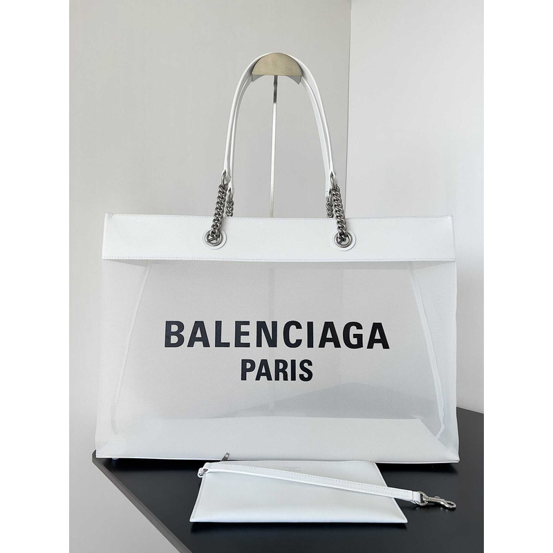 Ba*len*cia*ga duty free large mesh tote bag in black/white