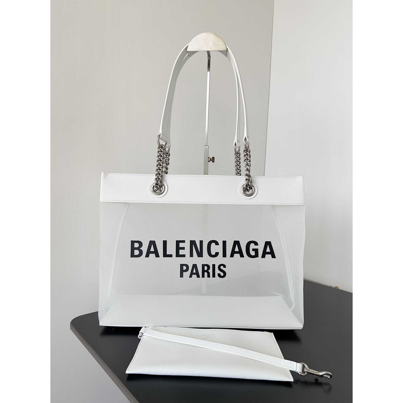 Ba*len*cia*ga duty free medium mesh tote bag in black/white