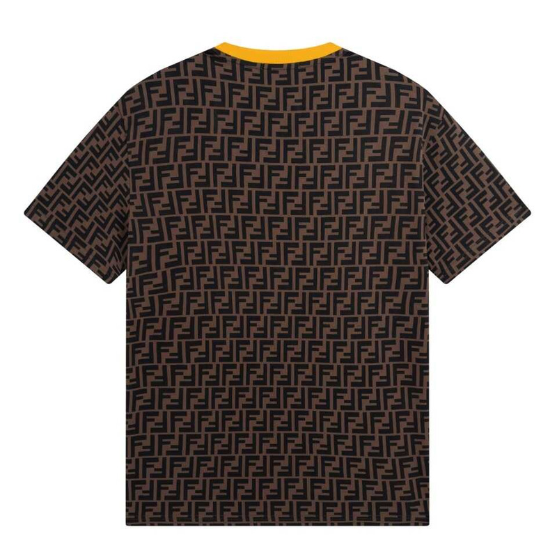 F**di contrast-tipped logo-print cotton t shirt brown