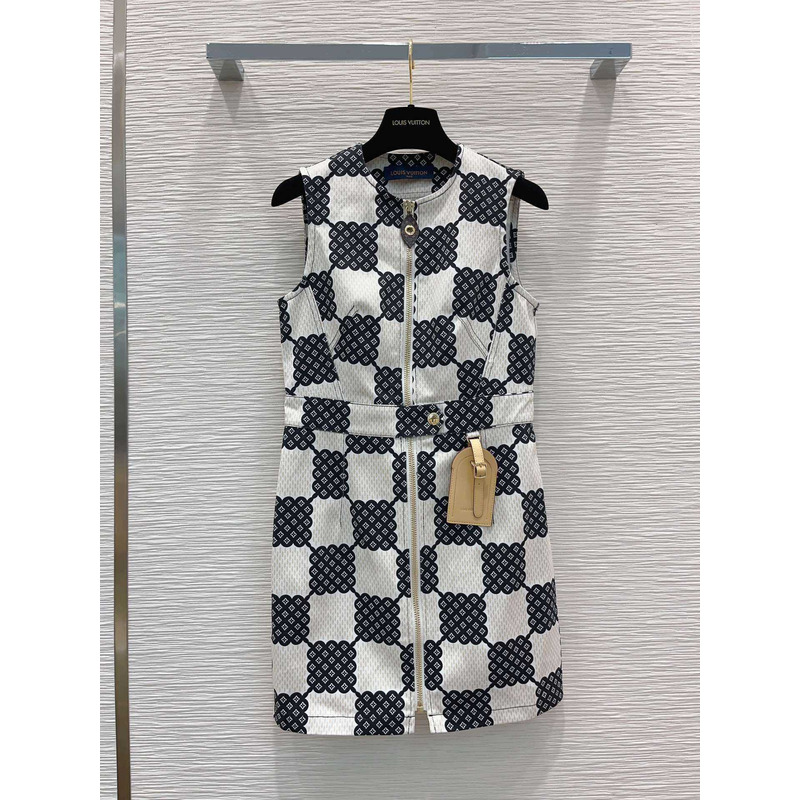 l**is V*t*n bubble damier xxl detail dress black and white