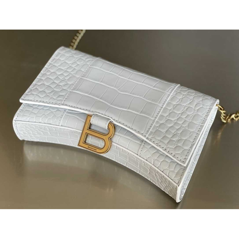 Ba*len*cia*ga hourglass mini leather bag white