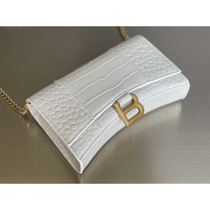 Ba*len*cia*ga hourglass mini leather bag white