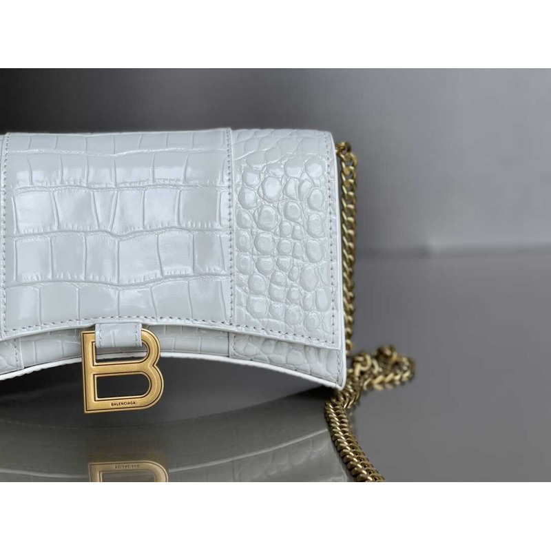 Ba*len*cia*ga hourglass mini leather bag white