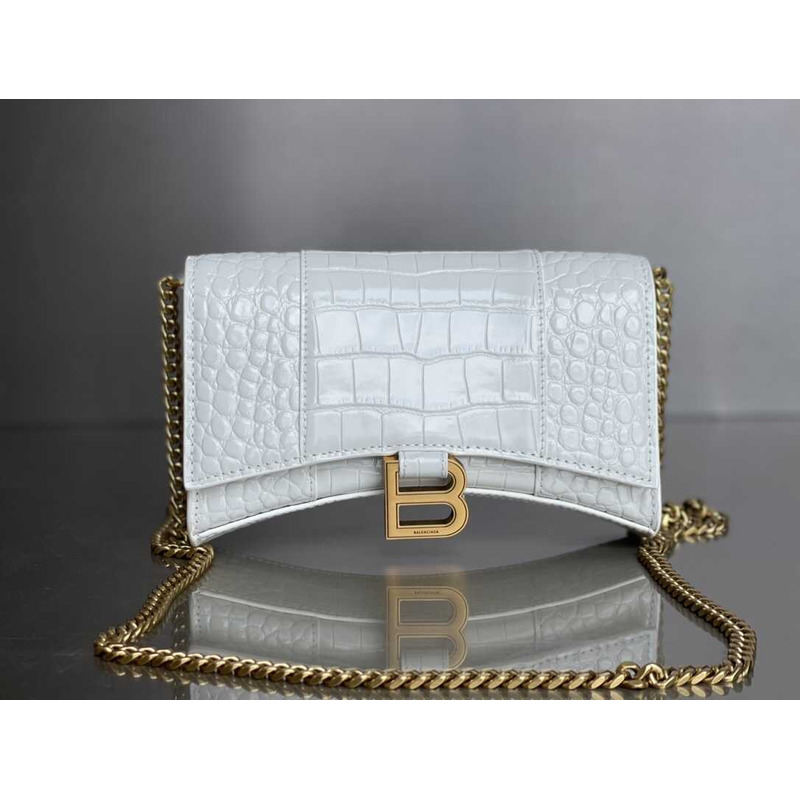 Ba*len*cia*ga hourglass mini leather bag white