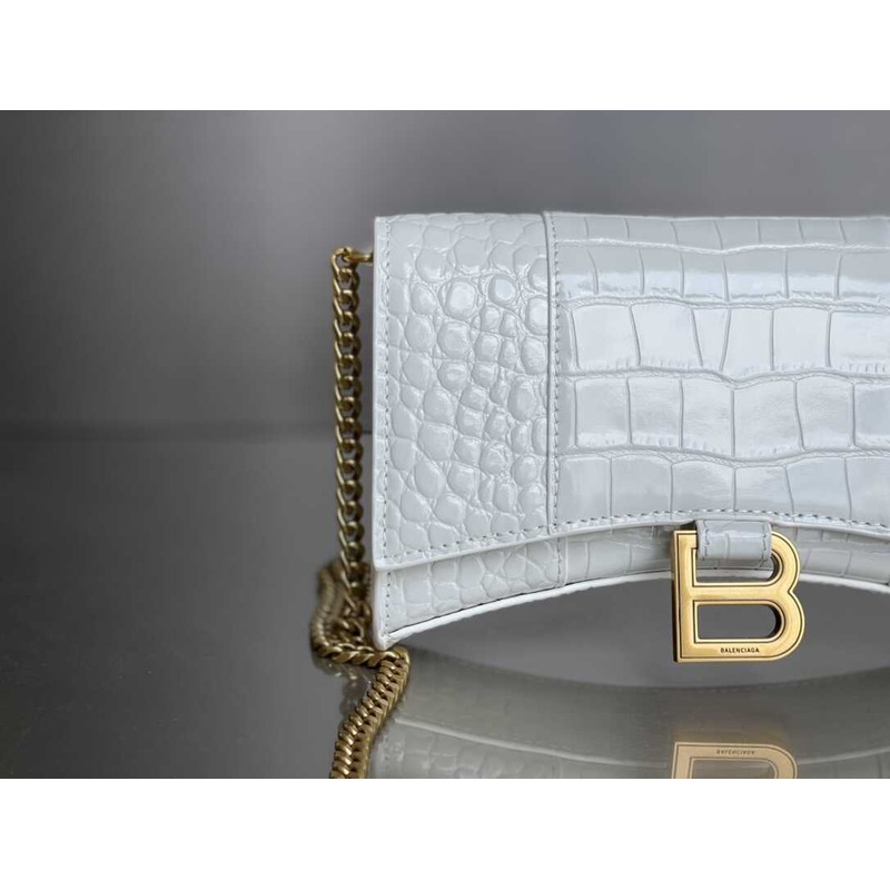 Ba*len*cia*ga hourglass mini leather bag white