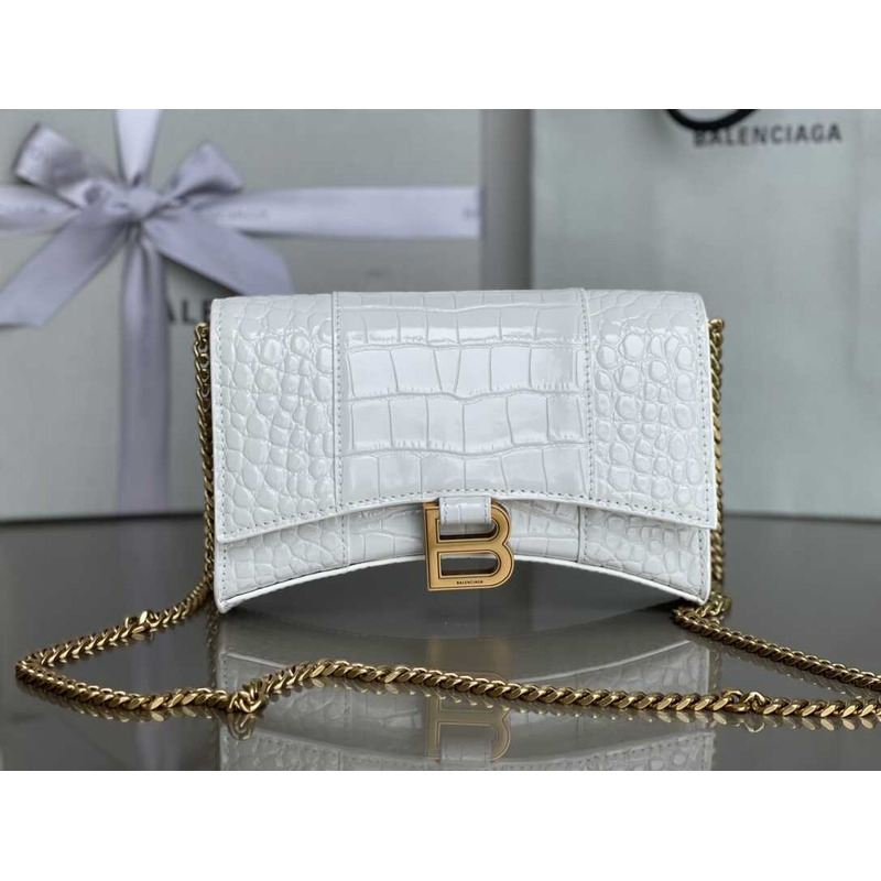 Ba*len*cia*ga hourglass mini leather bag white