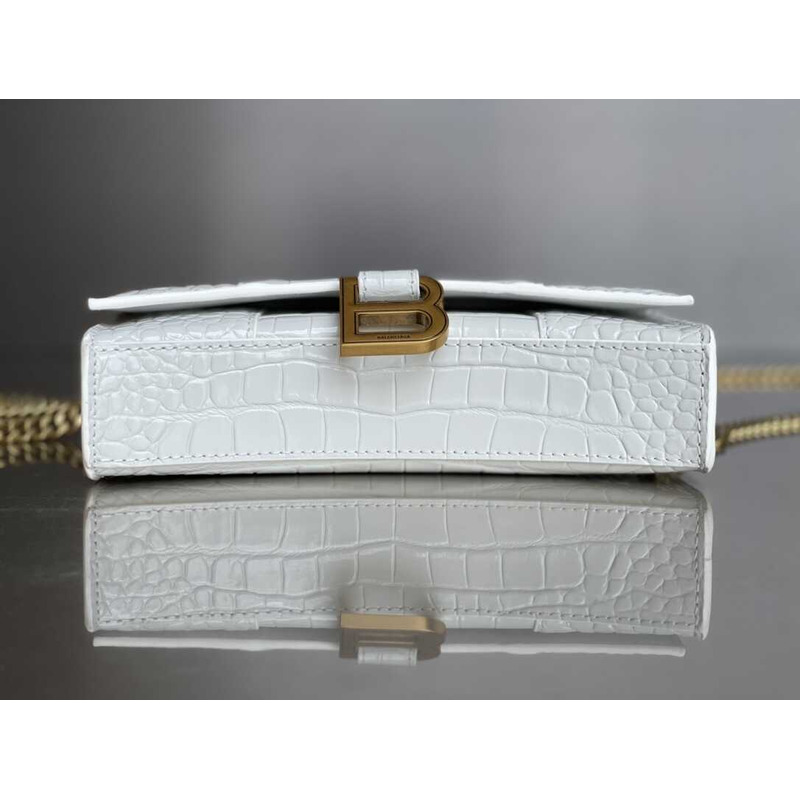 Ba*len*cia*ga hourglass mini leather bag white