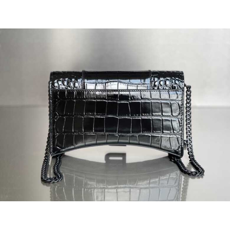 Ba*len*cia*ga hourglass mini leather bag black