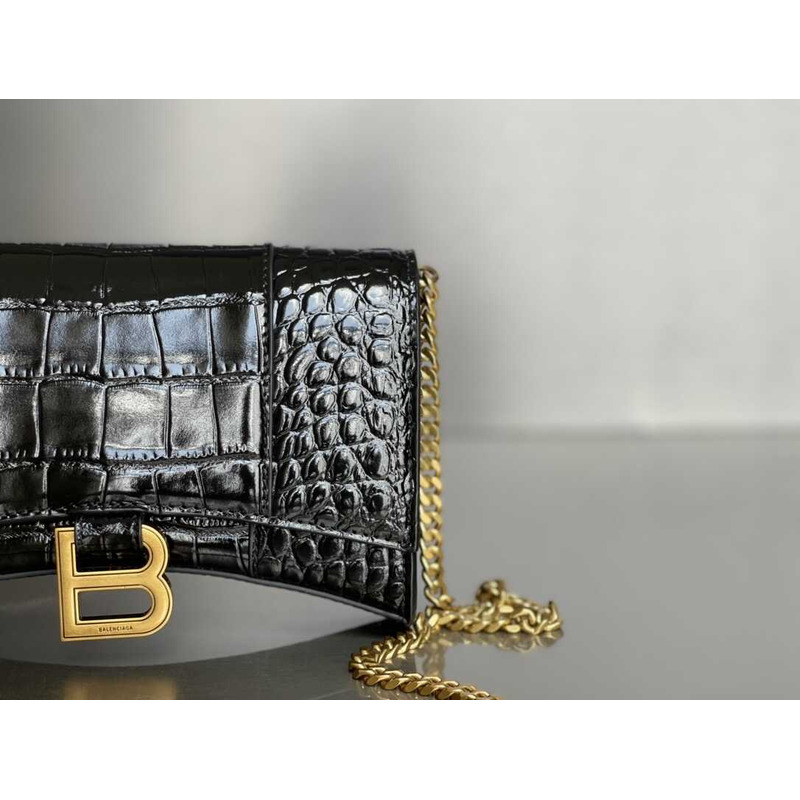 Ba*len*cia*ga hourglass mini leather bag black