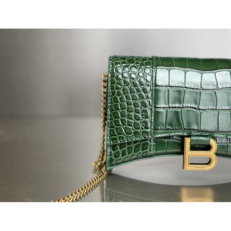 Ba*len*cia*ga hourglass mini leather bag green