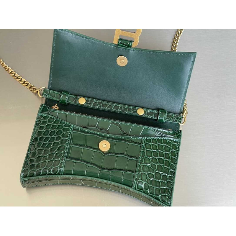 Ba*len*cia*ga hourglass mini leather bag green