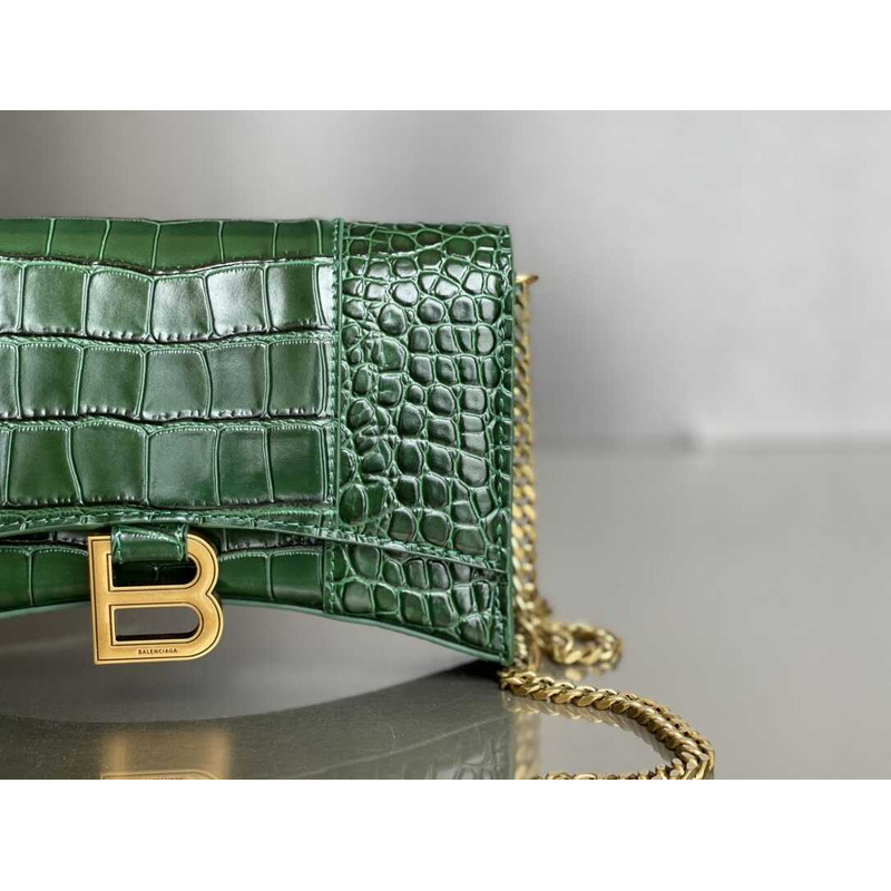 Ba*len*cia*ga hourglass mini leather bag green