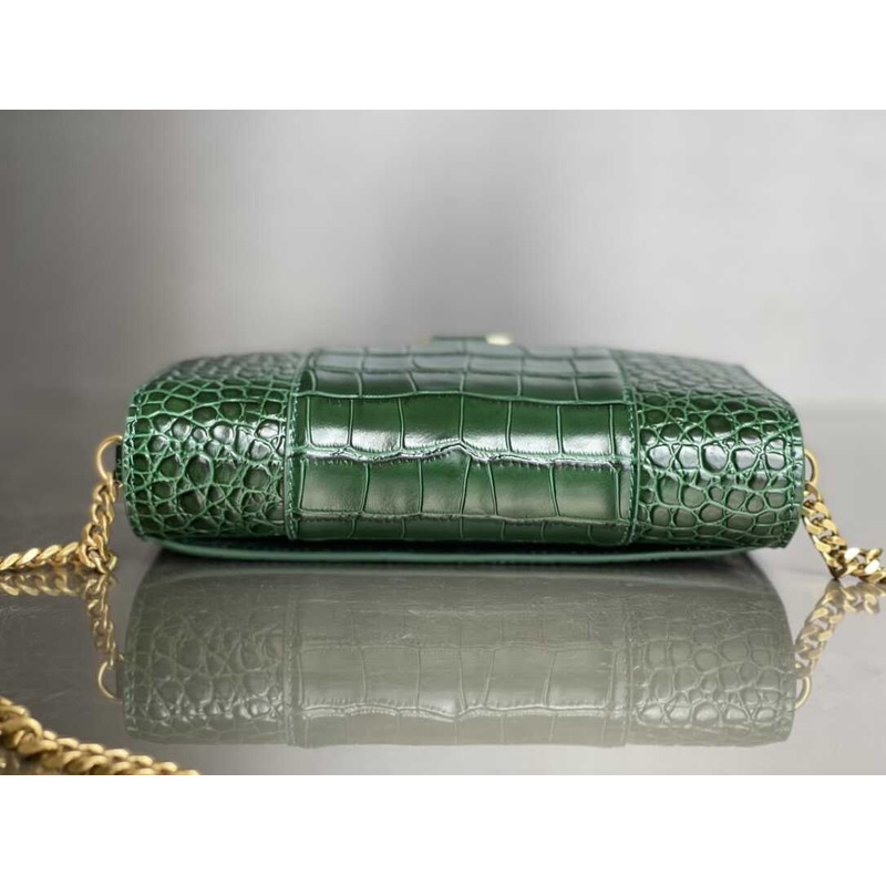 Ba*len*cia*ga hourglass mini leather bag green