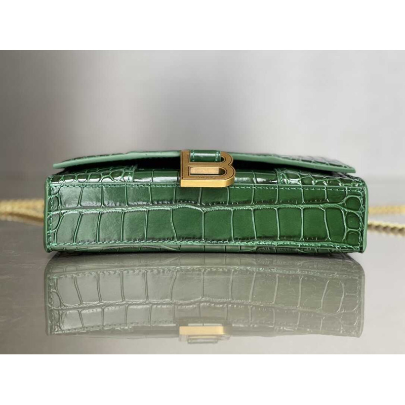 Ba*len*cia*ga hourglass mini leather bag green