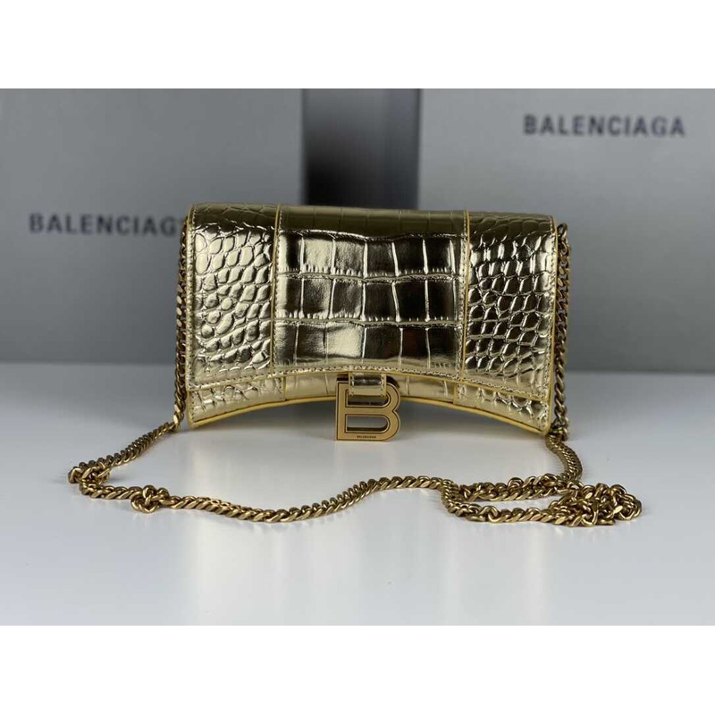 Ba*len*cia*ga hourglass mini leather bag gold