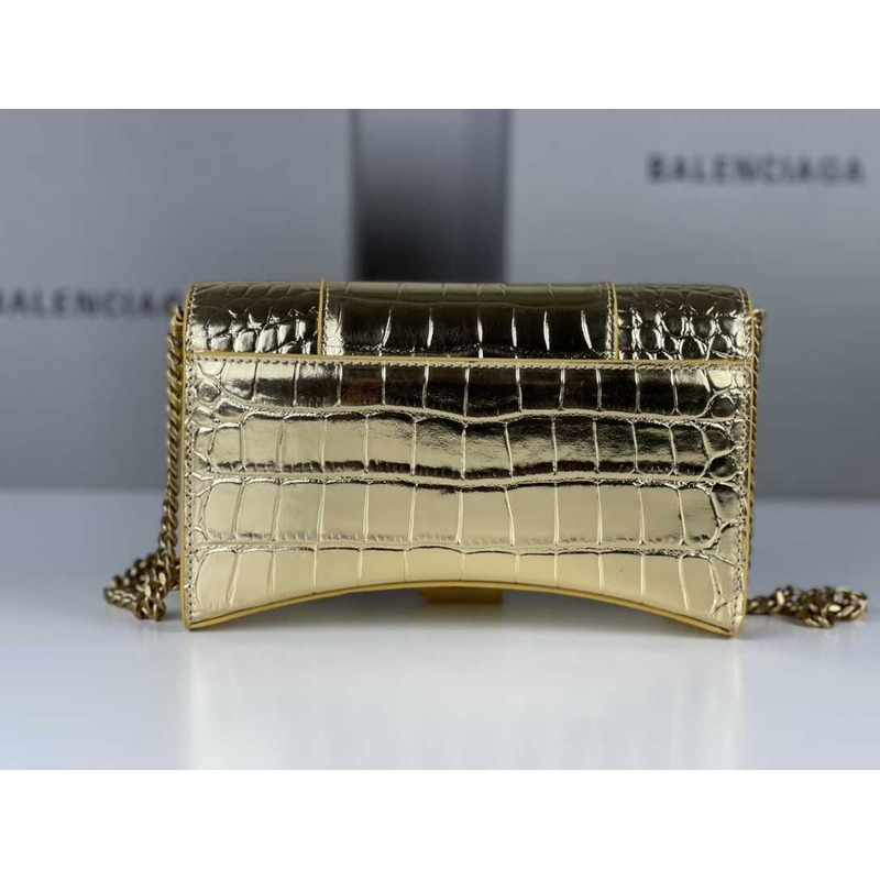 Ba*len*cia*ga hourglass mini leather bag gold