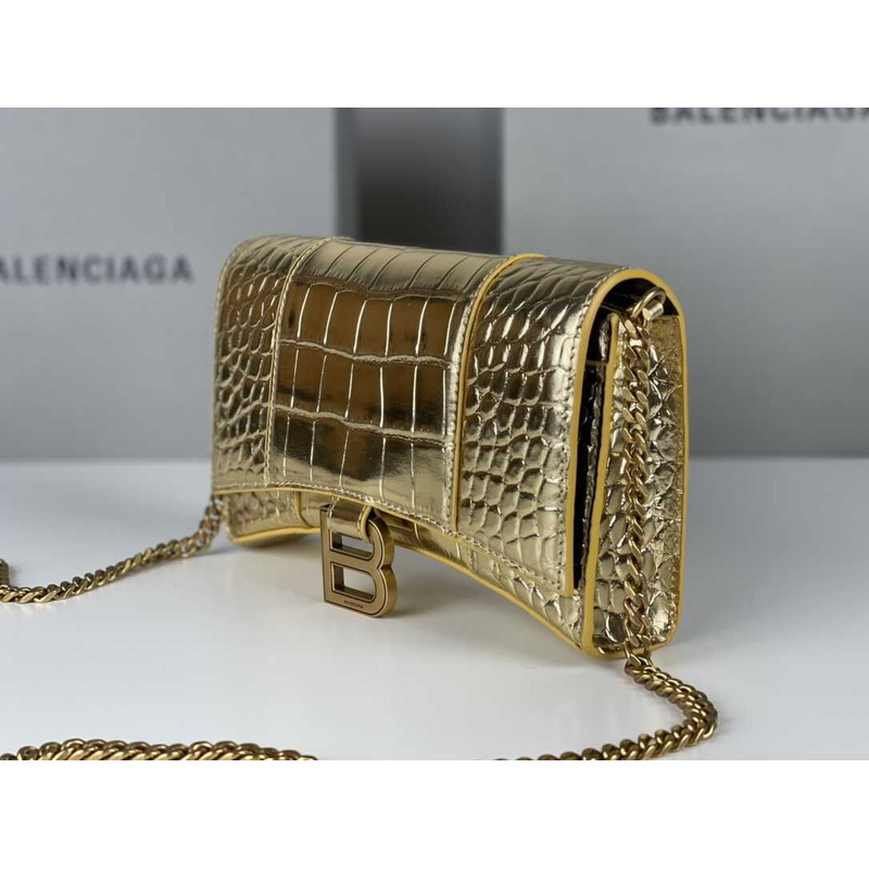 Ba*len*cia*ga hourglass mini leather bag gold