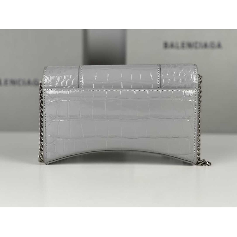 Ba*len*cia*ga hourglass mini leather bag silver