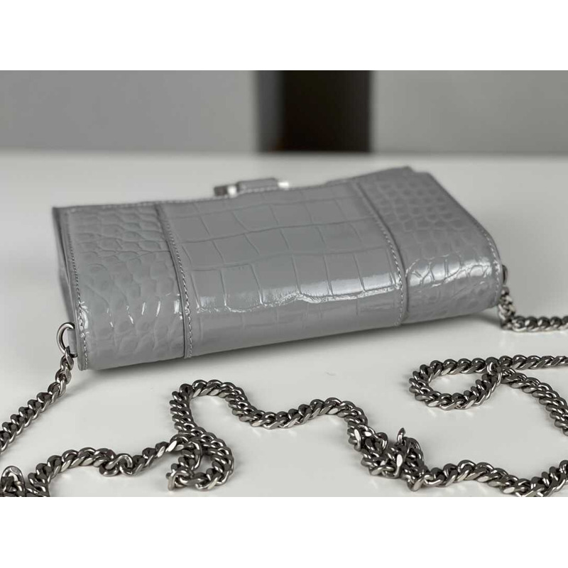 Ba*len*cia*ga hourglass mini leather bag silver